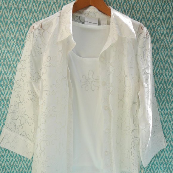 Alfred Dunner Tops - NWT 3/4 Sleeve White Blouse and Tank Top 2 piece Set size 8 Alfred Dunner